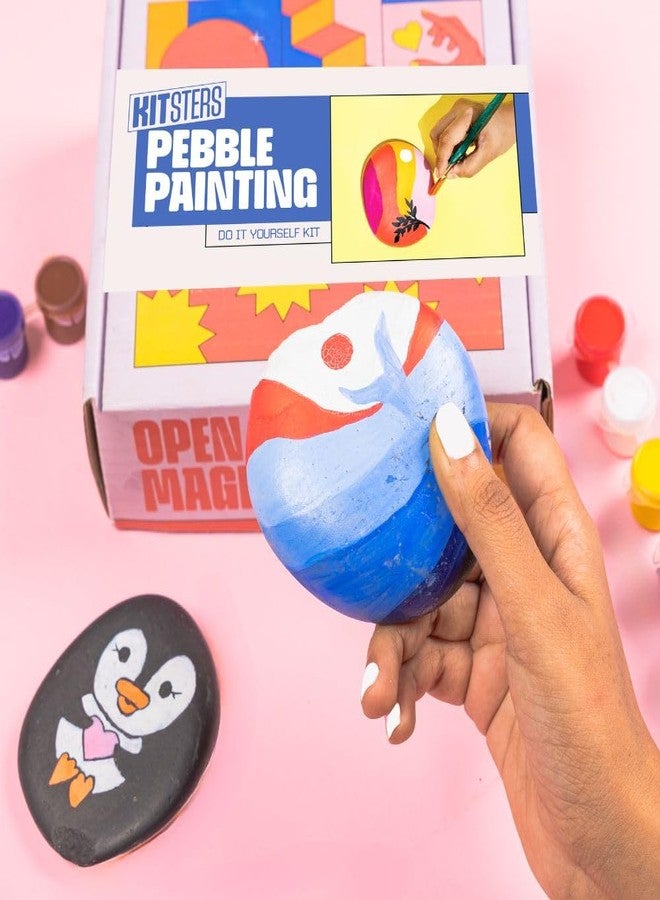Kitsters DIY Pebble Painting Kit | Pet Rock Stone Painting Kit for Kids and Adults | Art and Craft Activity kit for Girls and Boys, Gifts for Kids Ages 3,4,5,6,7,8,9,10 - Image 1